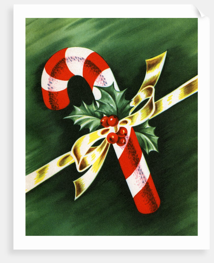 Vintage Illustration of Christmas Candy Cane by Anonymous