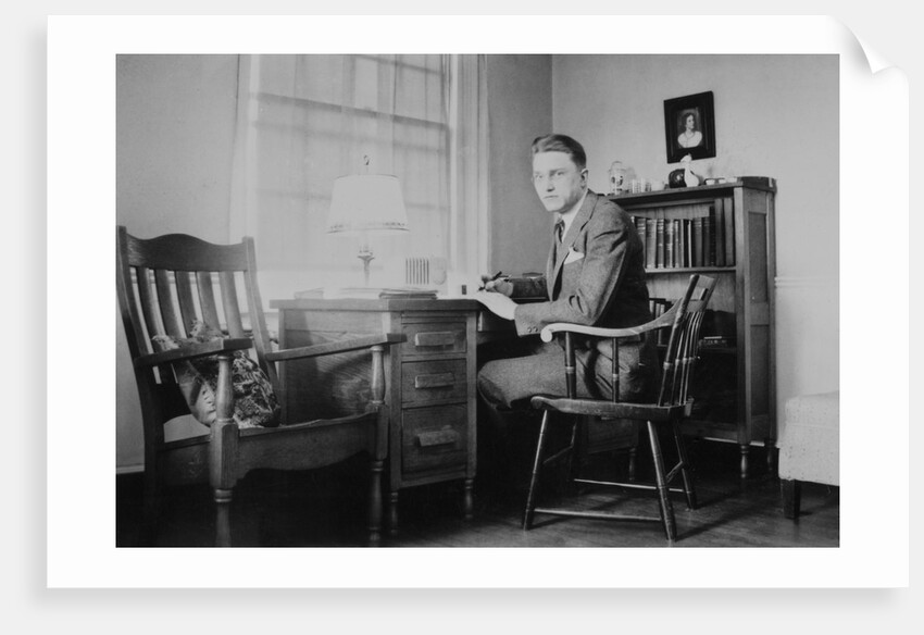 Harvard grad student studies as his desk, ca. 1938 by Anonymous
