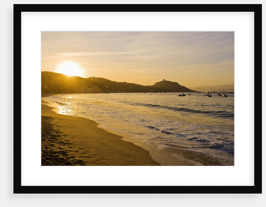 Beach, bay and Cape of Campomoro at sunset, Corsia, France by Anonymous