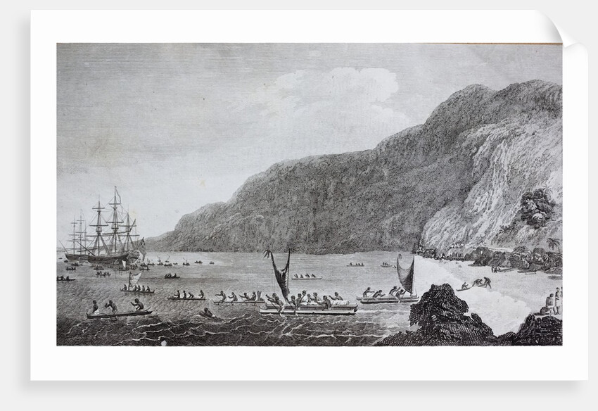 18th century engraving of Karakakooa Bay where Captain James Cook was killed by Anonymous