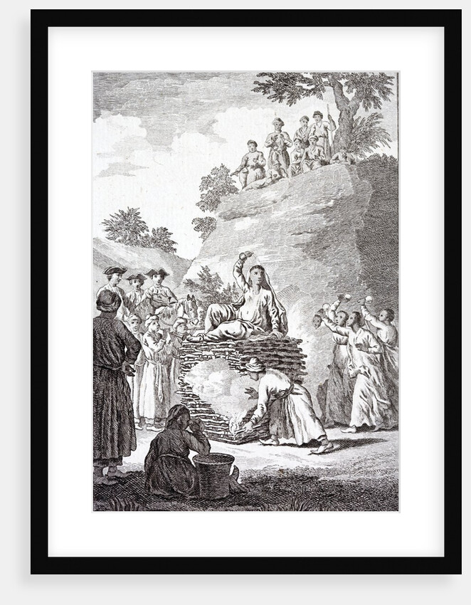 A hindu woman on her husband's funeral pyre by Anonymous