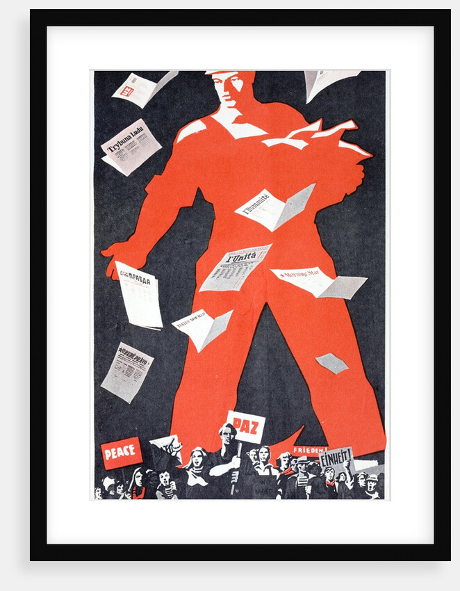Giant Soviet workder distributing Communist newspapers by Anonymous