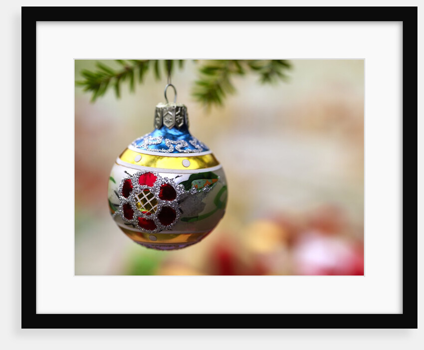 Close-up of a decorated hanging bauble against blurred background by Anonymous