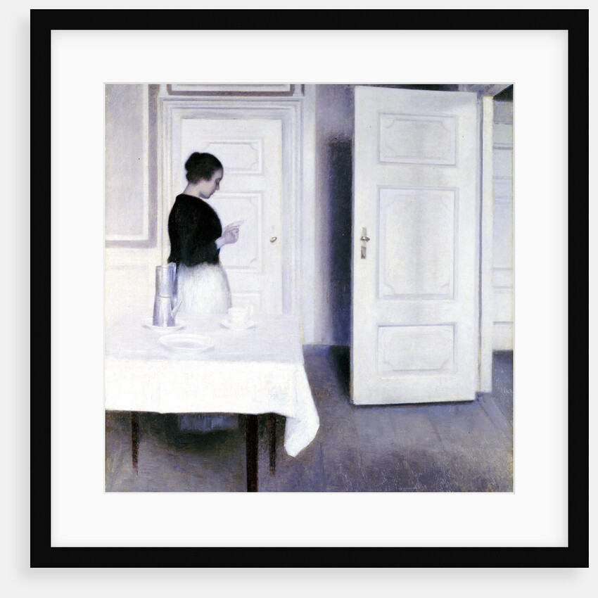 Interior with a Woman Reading a Letter, Strandgade 30 by Vilhelm Hammershoi
