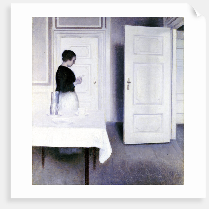 Interior with a Woman Reading a Letter, Strandgade 30 by Vilhelm Hammershoi
