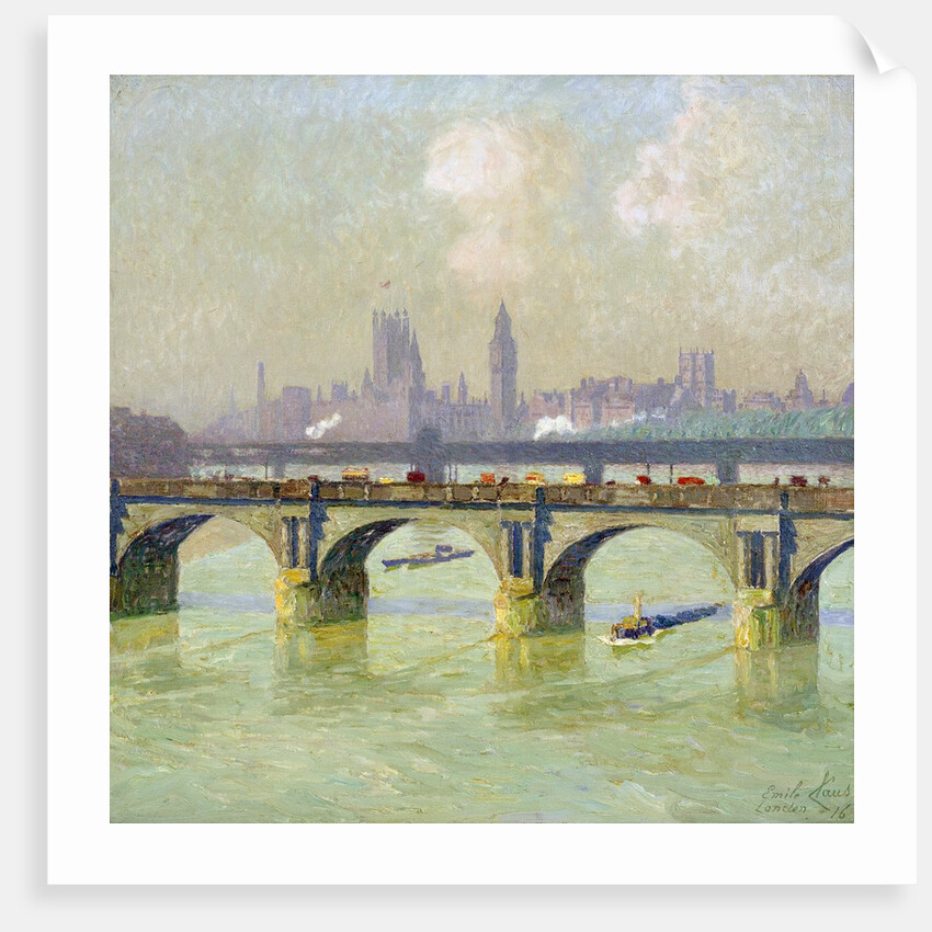 Waterloo Bridge and Hungerford Bridge with the Houses of Parliament Beyond by Emile Claus