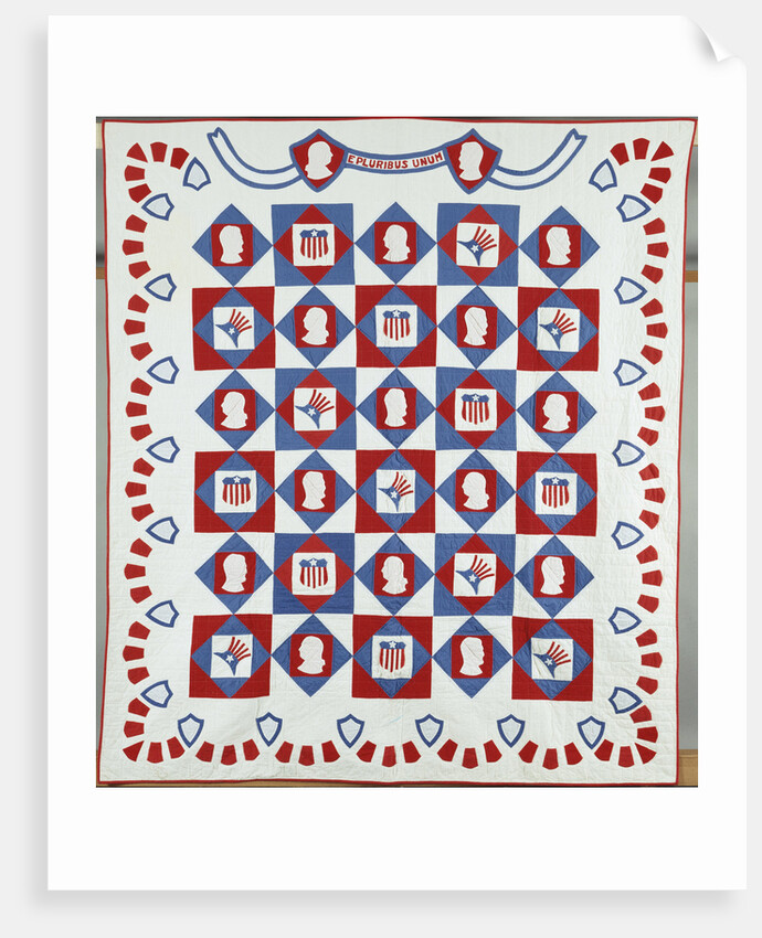 American national motto coverlet by Anonymous