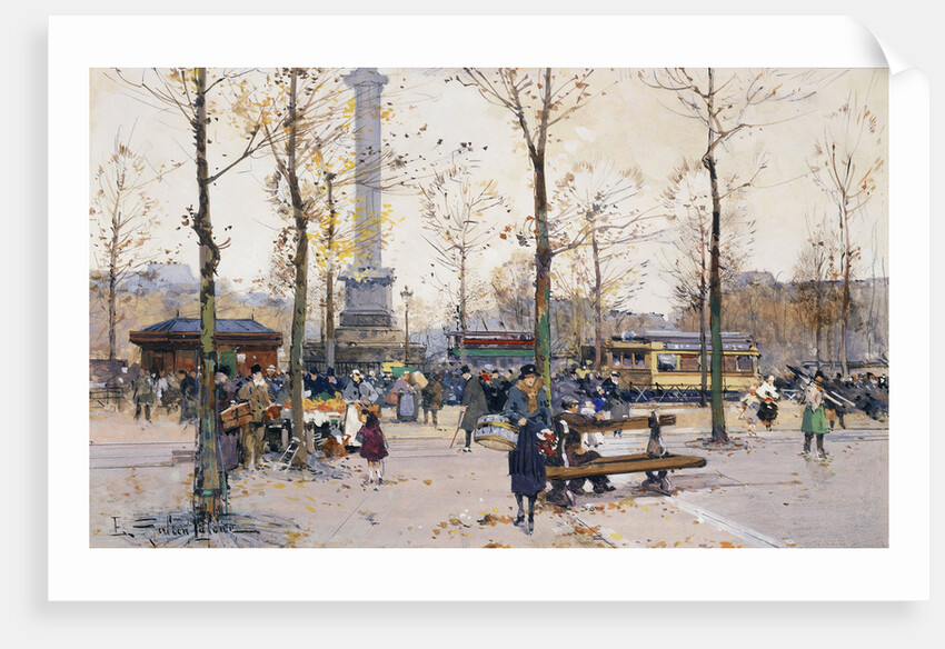 Place de la Bastille, Paris by Eugene Galien-Laloue