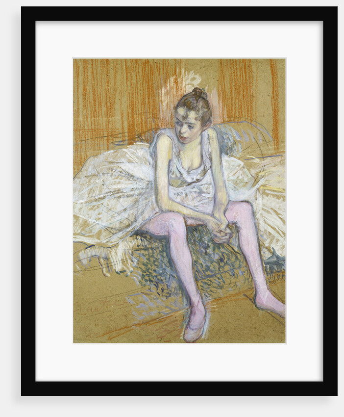 A Seated Dancer with Pink Stockings by Henri de Toulouse-Lautrec