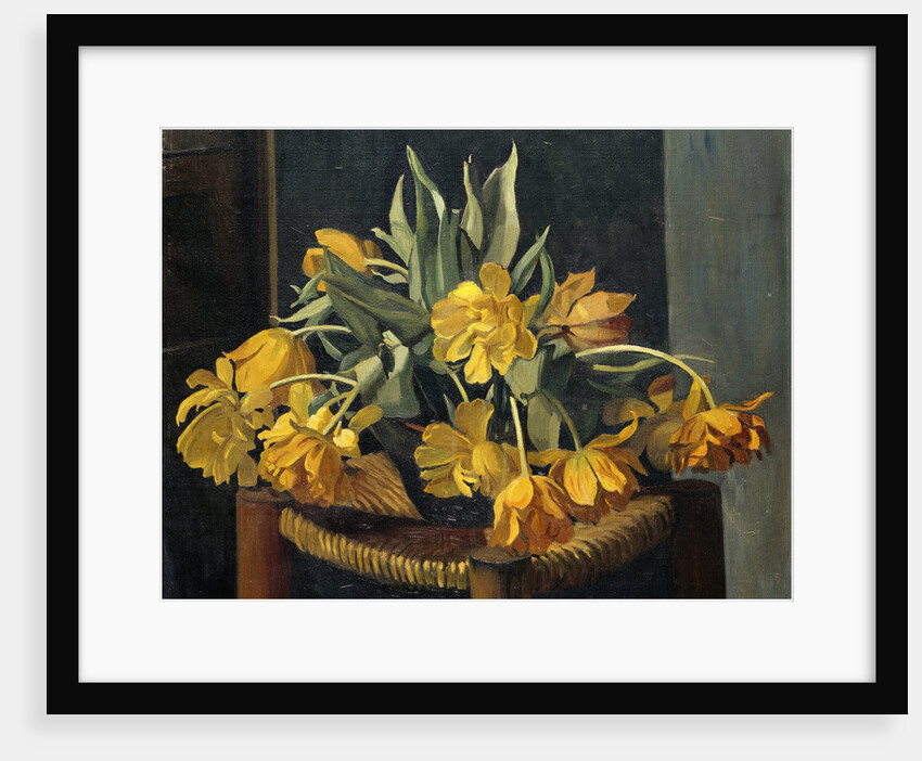Double Yellow Tulips on a Wicker Chair by Felix Vallotton