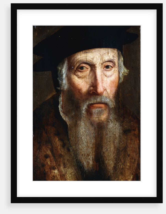 Portrait of a Bearded Man, Bust Length, in a Fur Trimmed Coat and Black Hat attributed to John Bettes the Elder by Anonymous