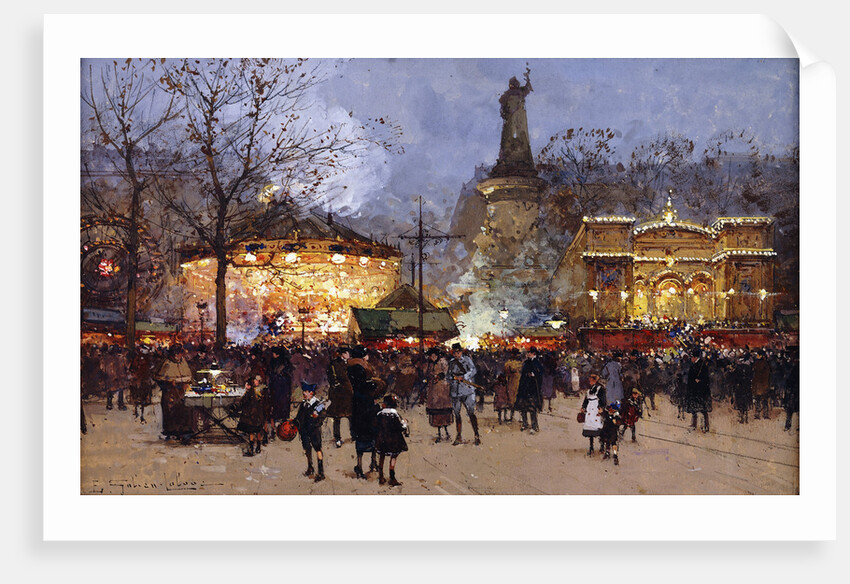 La Fete, Place de la Republique, Paris by Eugene Galien-Laloue
