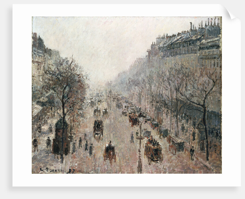 Boulevard Montmartre on a Sunny Foggy Morning by Camillle Pissarro