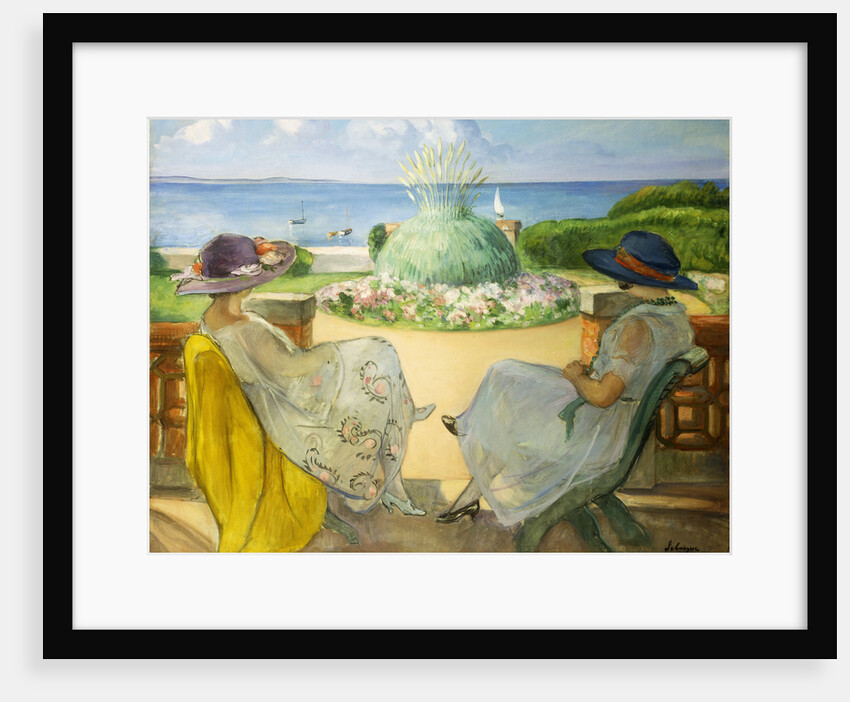 Two Young Women on a Terrace by the Sea by Henri Lebasque
