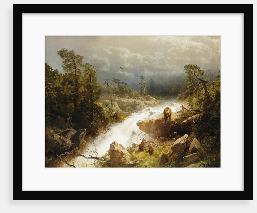 A Bear and Her Cubs in Yosemite by Herman Herzog