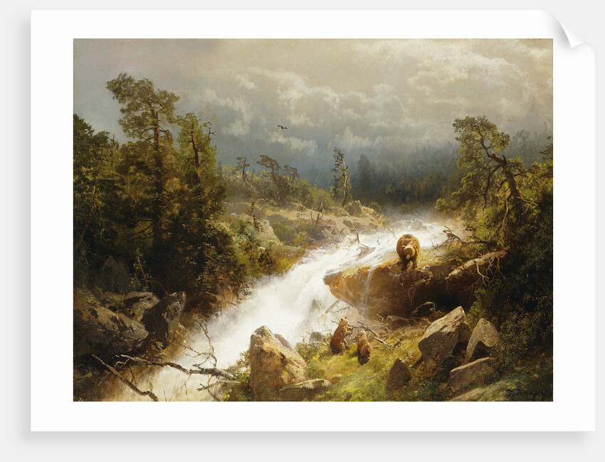 A Bear and Her Cubs in Yosemite by Herman Herzog