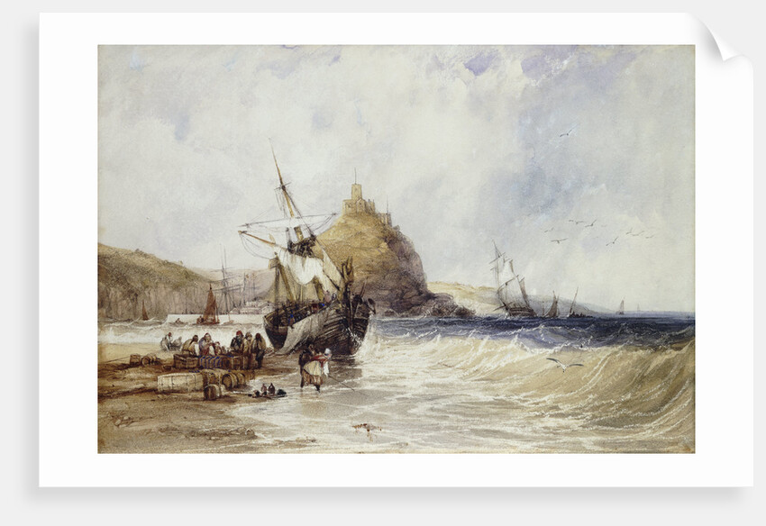 Unloading a Coaster Below St. Michael's Mount by Charles Bentley