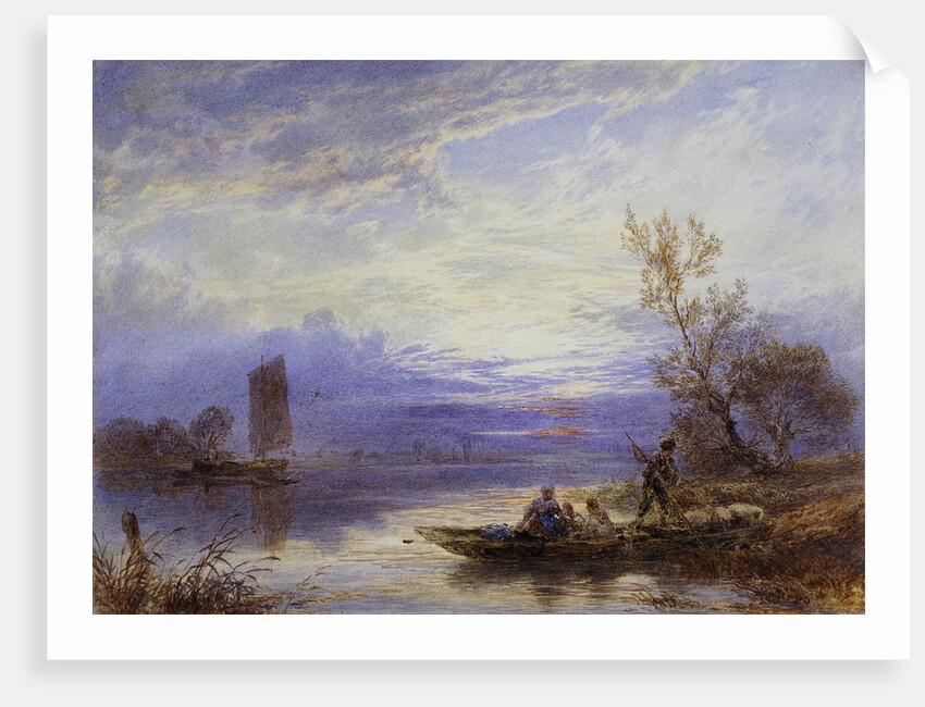 A Ferry at Sunset by Myles Birket Foster