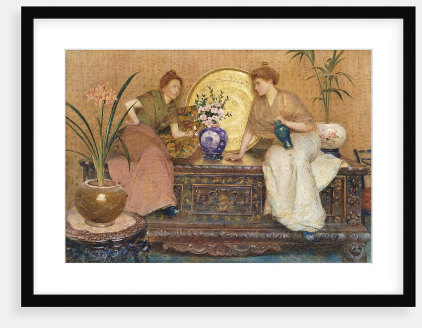 Two Ladies Sitting on a Chest by Hector Caffieri