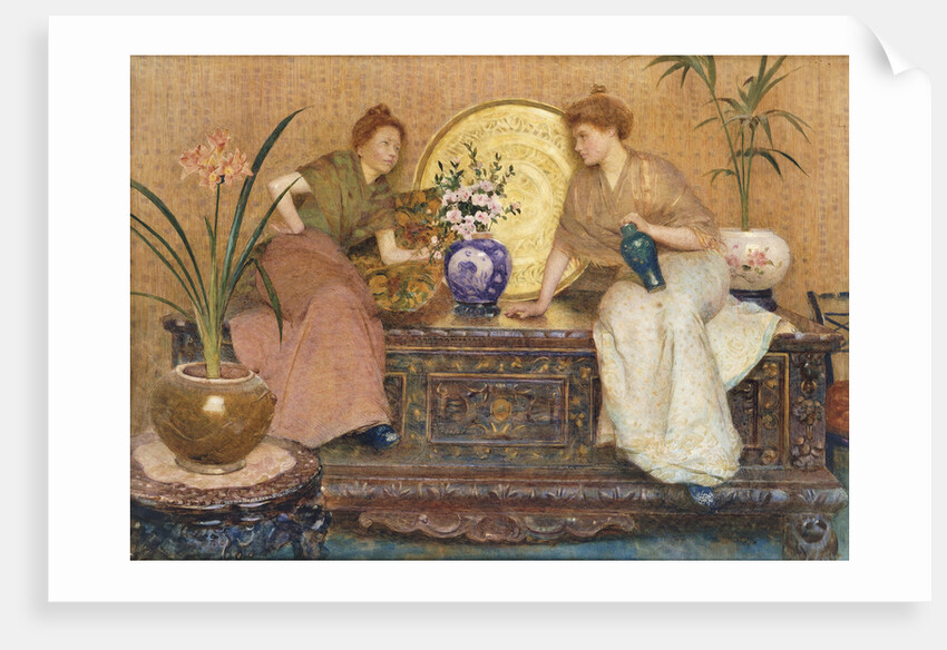 Two Ladies Sitting on a Chest by Hector Caffieri