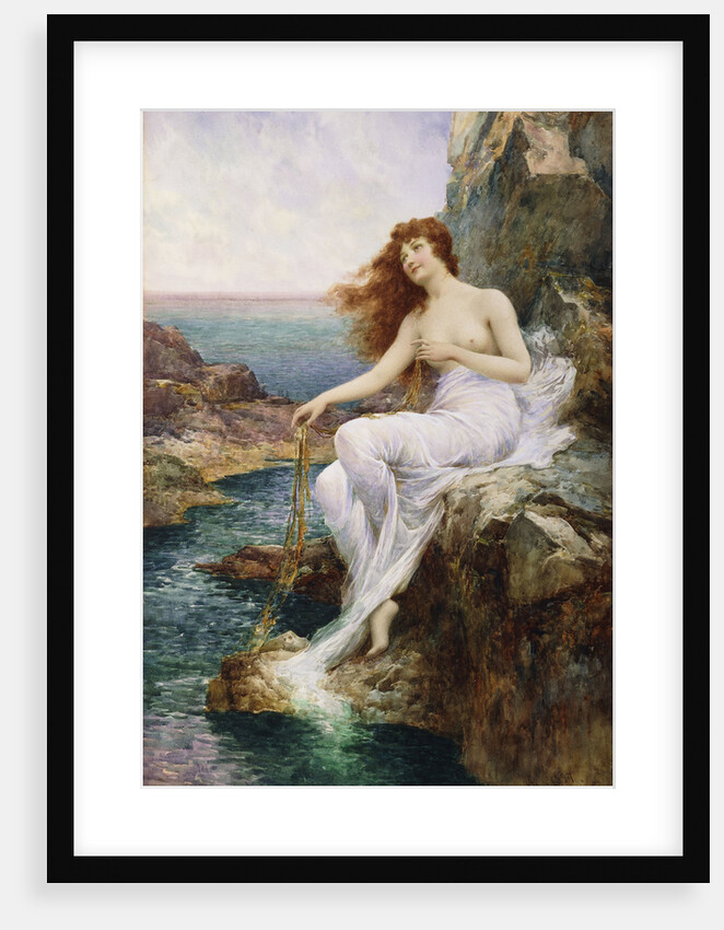 A Sea Nymph Seated on a Rock with a Ribbon of Seaweed by Alfred Augustus Glendening