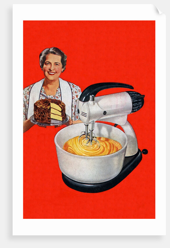 1940s Housewife with a Cake and Stand Mixer by Anonymous