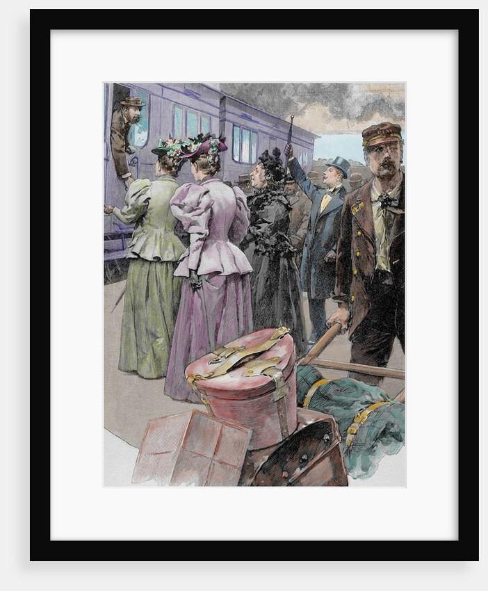 Platform at a railway station in late 19th century by Anonymous