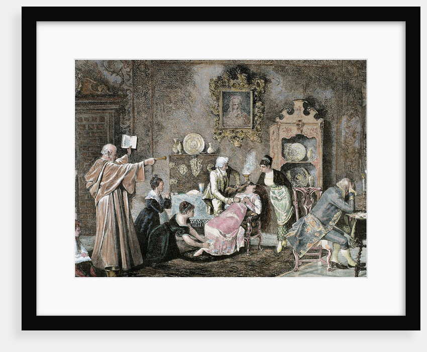 Cleric doing a spell against the evil spirit by Anonymous