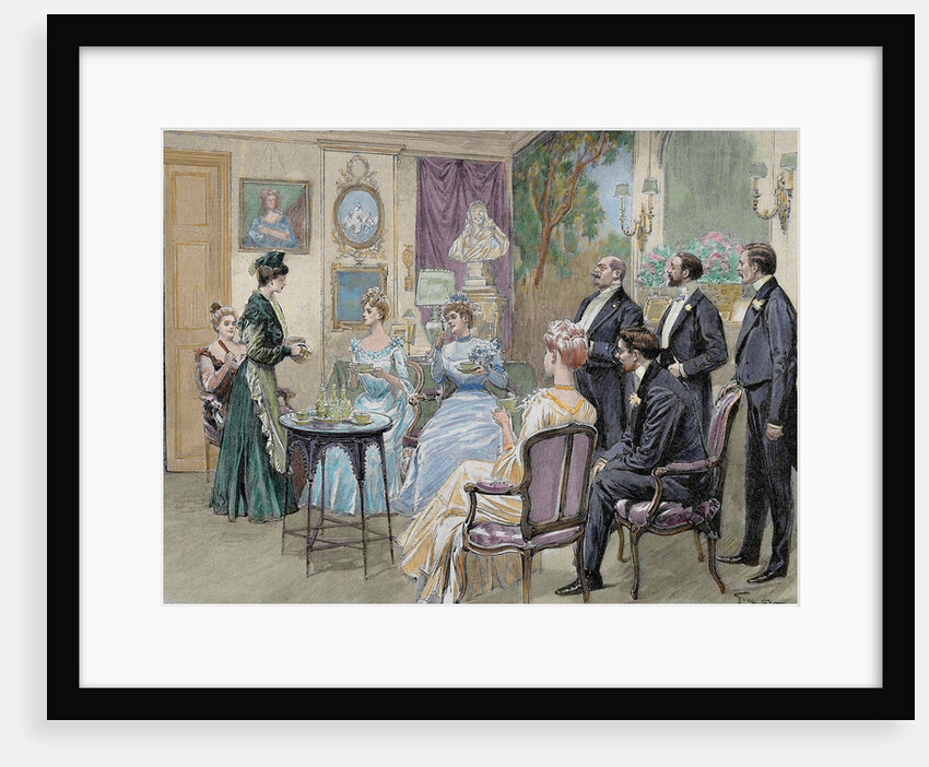 Meeting of aristocratic families in the living room by Anonymous