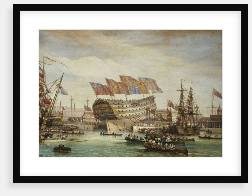 The Launching of HMS Trafalgar at Chatham 26 July 1820 by C John M Wichelo