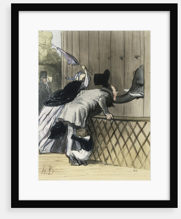 Visitors to Paris - A Fright in the Jardin des Plantes by Honore Daumier