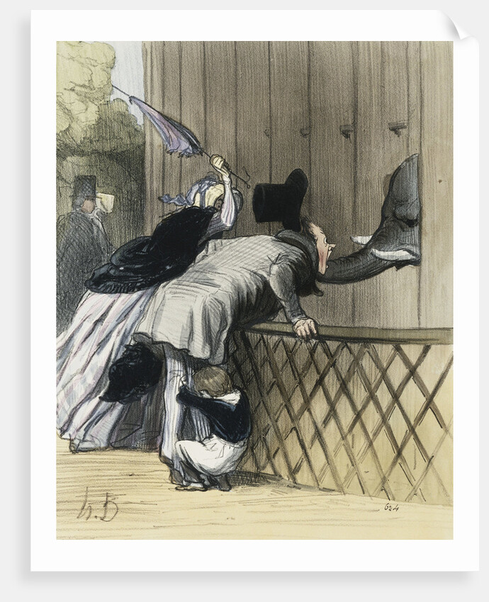 Visitors to Paris - A Fright in the Jardin des Plantes by Honore Daumier