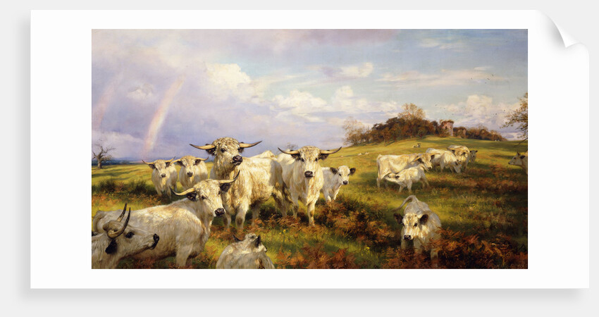 Wild Cattle of Chartley, Chartley Castle Beyond by Henry William Banks Davis