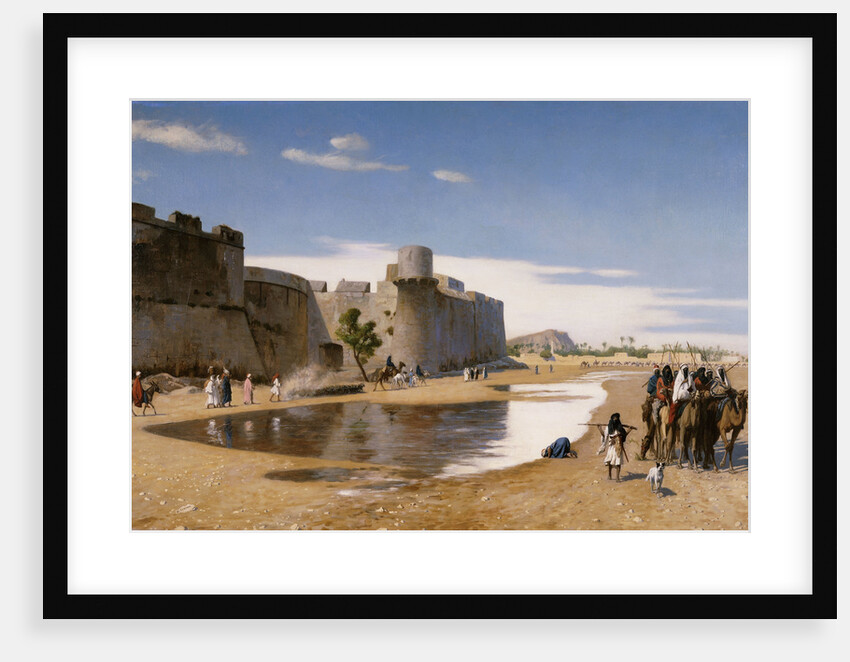 An Arab Caravan outside a Fortified Town by Jean-Leon Gerome