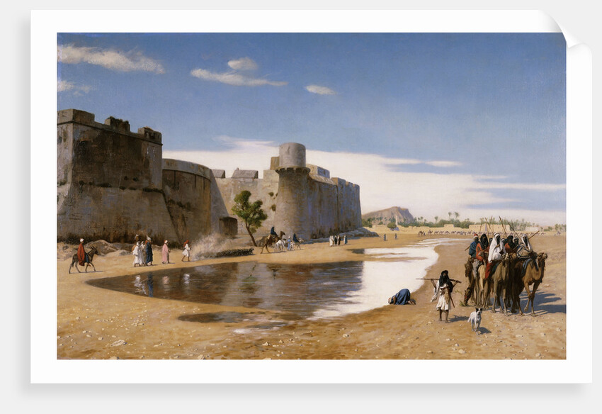 An Arab Caravan outside a Fortified Town by Jean-Leon Gerome