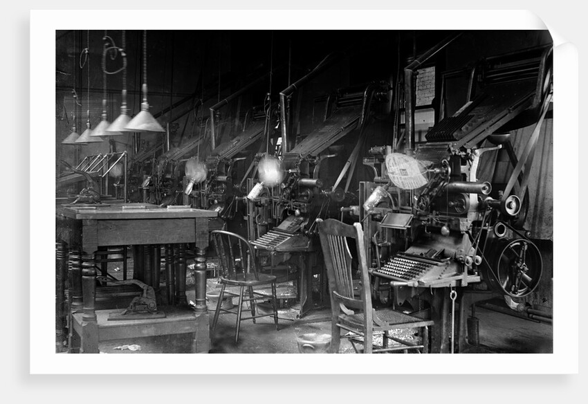 Typesetting operation in an industrial environment, ca. 1900 by Anonymous