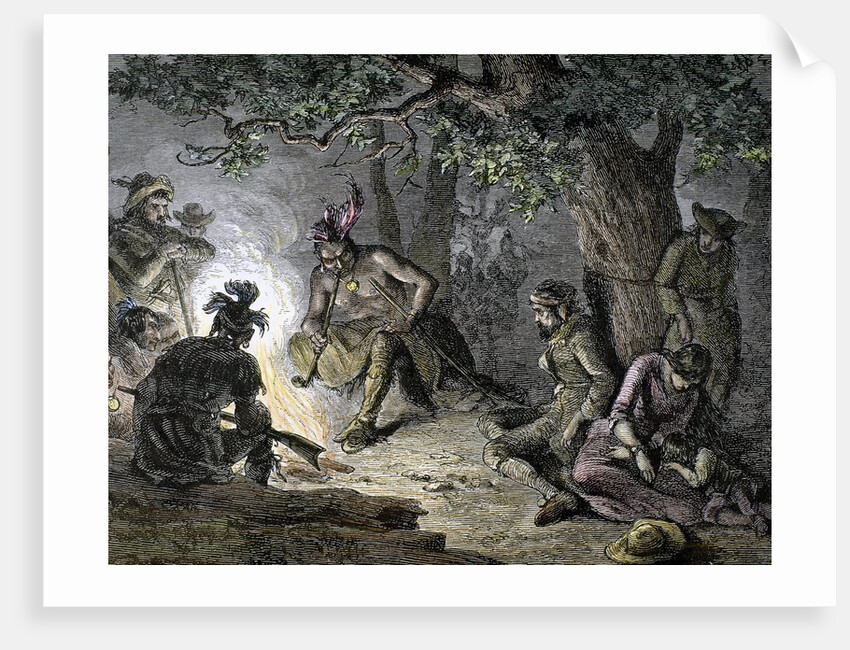 American Revolutionary War (1775-1783). Indians with their prisoners in the Wyoming Valley. Pennsylv by Anonymous
