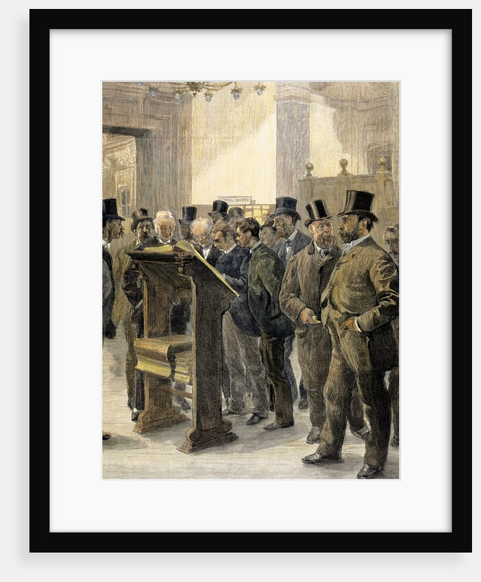 London Stock Exchange. Shipowners and merchants consulting the Lloyd's Loss Book by Anonymous