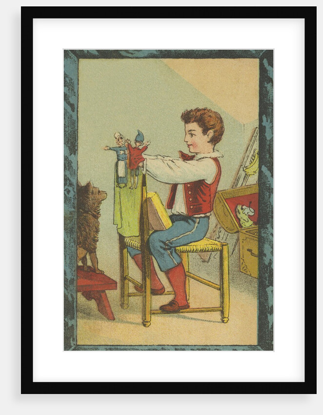 Boy with Hand Puppets by Anonymous