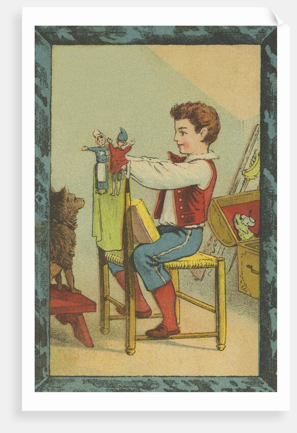 Boy with Hand Puppets by Anonymous