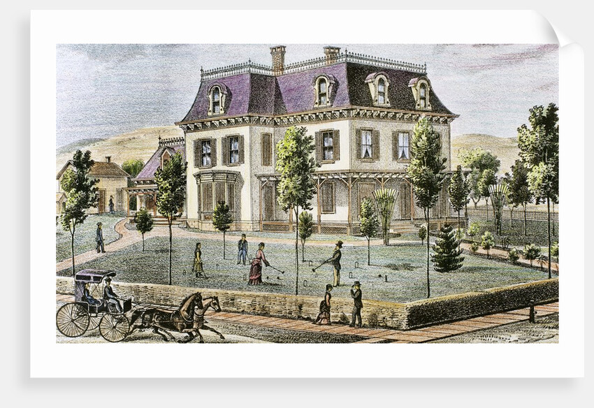 Residential home with the family playing cricket by Anonymous