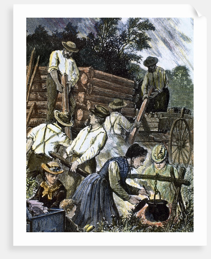 USA. Settlers building their homes in the West (1874) by Anonymous