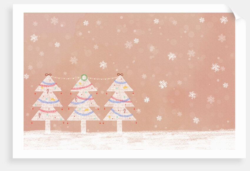 Illustration of three christmas trees in a row by Anonymous