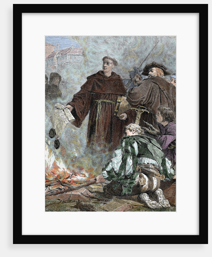 Martin Luther (1483-1546) burning the papal bull "Exsurge Domine" of Pope Leo X by Anonymous