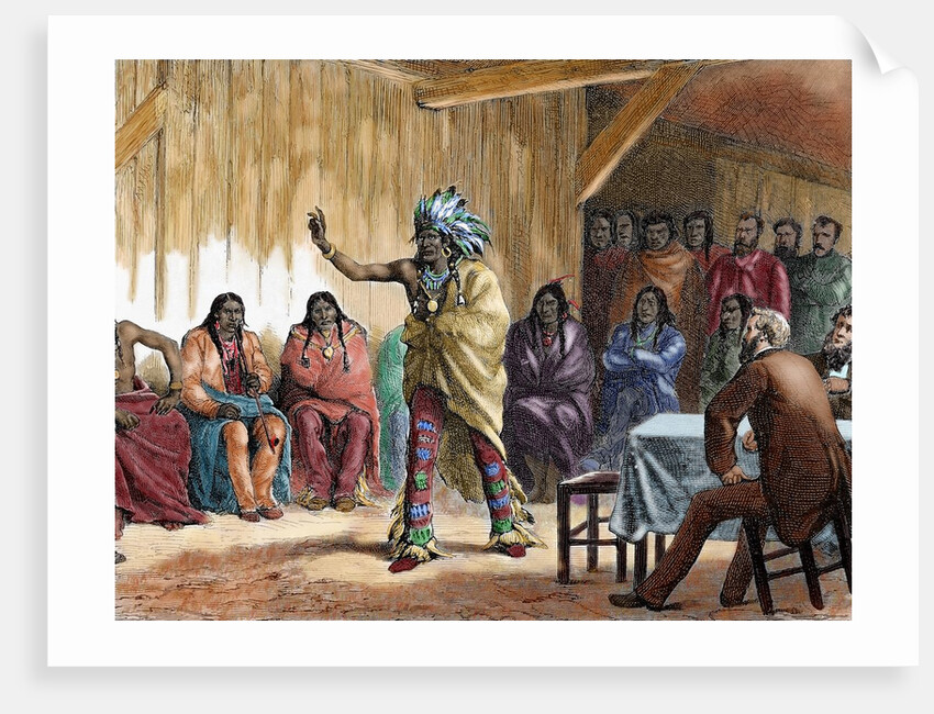 Meriwether Lewis, (1774-1809). American explorer. The Grand Council of the Ravens at Fort Laramie in by Anonymous
