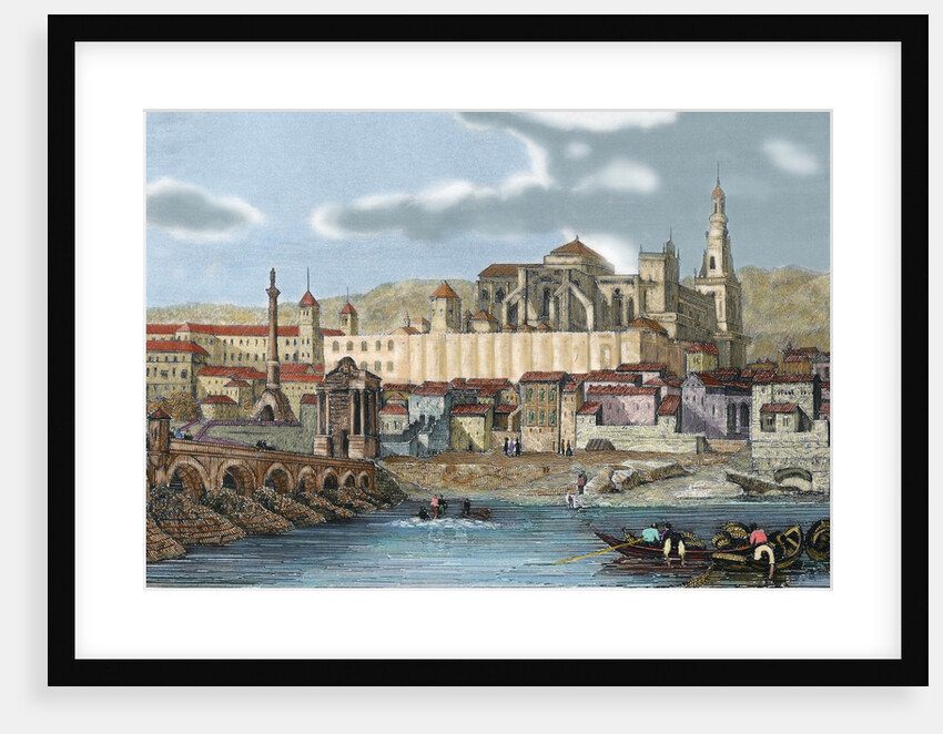 Spain. Andalusia. CÃƒÂ³rdoba. View of the city with the Mosque. 19 century engraving by Anonymous