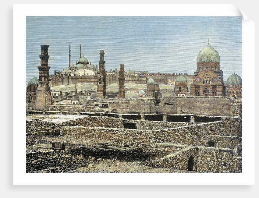 Egypt. Cairo. View of the city with the Citadel. Engraving by Anonymous