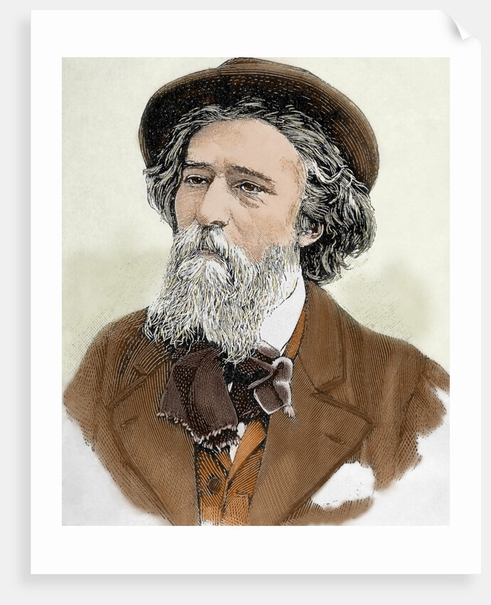Daudet, Alphonse (1840-1897). French writer. Colored engraving by Anonymous