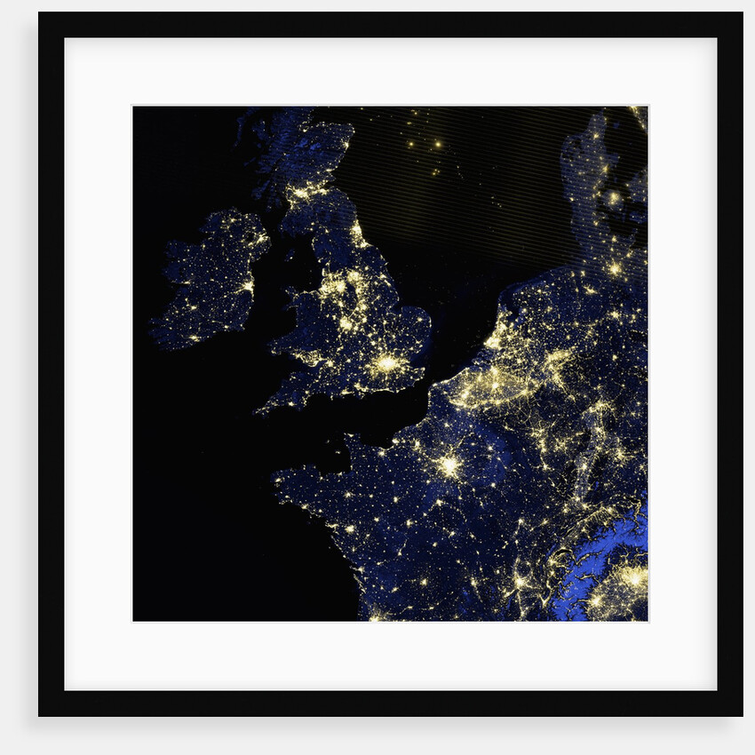 Satellite view of London, the southern half of Great Britain and parts of continental Europe by Anonymous