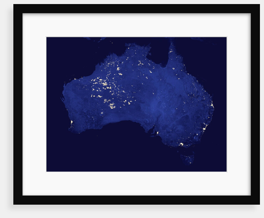 Composite view showing night lights and wildfires in Australia by Anonymous